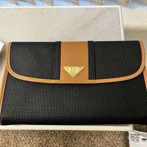Yves Saint Laurent Black and Tan Clutch